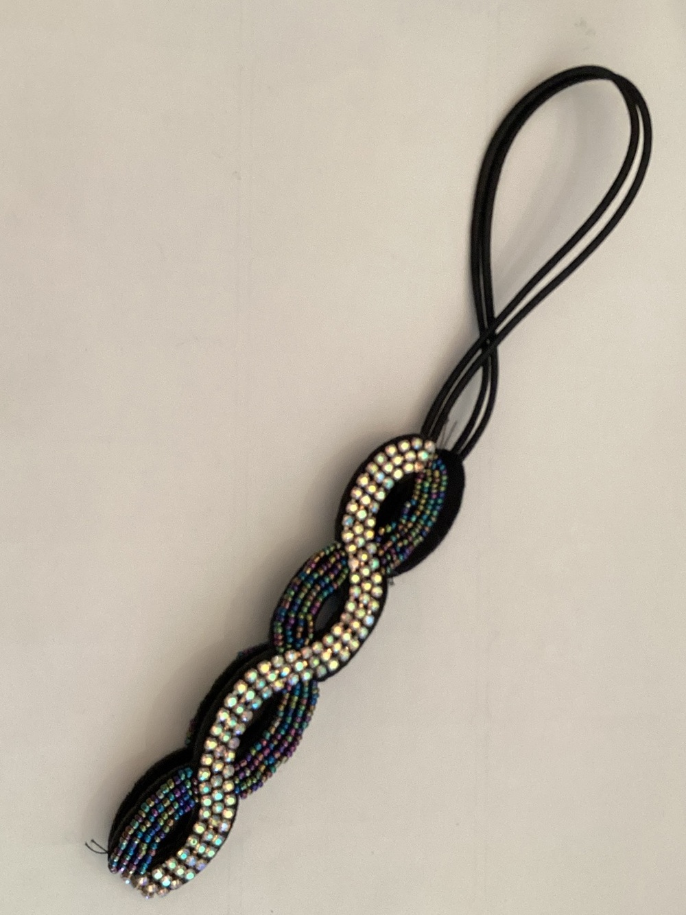 Crystal Embellished Black Beaded Head Band‎
